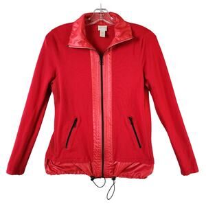 Zenergy Chicos Zip Front Jacket Women US 4/Chicos Sz 1 Red Drawstring Hem